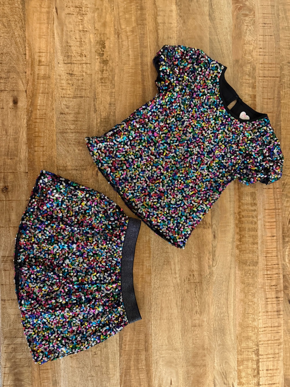 365 Kids Girls Size 8 Multicolor Sequin Crop Top & Skirt Set Party Dance